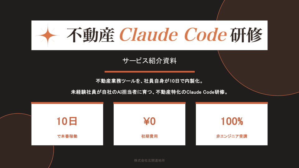 不動産Claude Code研修 サービス資料